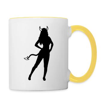 Satan Hot Girl - Contrasting Mug - white/yellow - Right