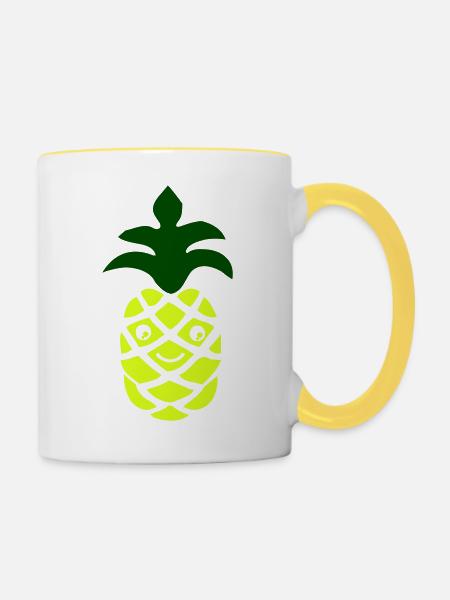 Ananas - Tasse zweifarbig - Weiß/Gelb