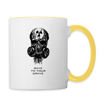 White skull rave to your grave - Contrasting Mug - white/yellow - Right