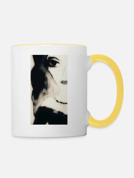 Keine halbe Frau! - Tasse zweifarbig - Weiß/Gelb