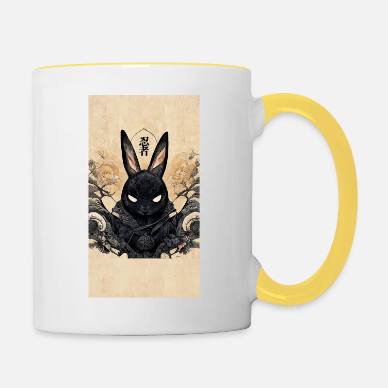 Ninja Rabbit - Tasse zweifarbig - Weiß/Gelb
