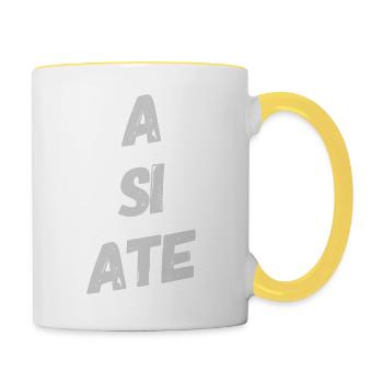 A SI ATE. Wonderful NEW Design by Maximum Design!! - Contrasting Mug - white/yellow - Right
