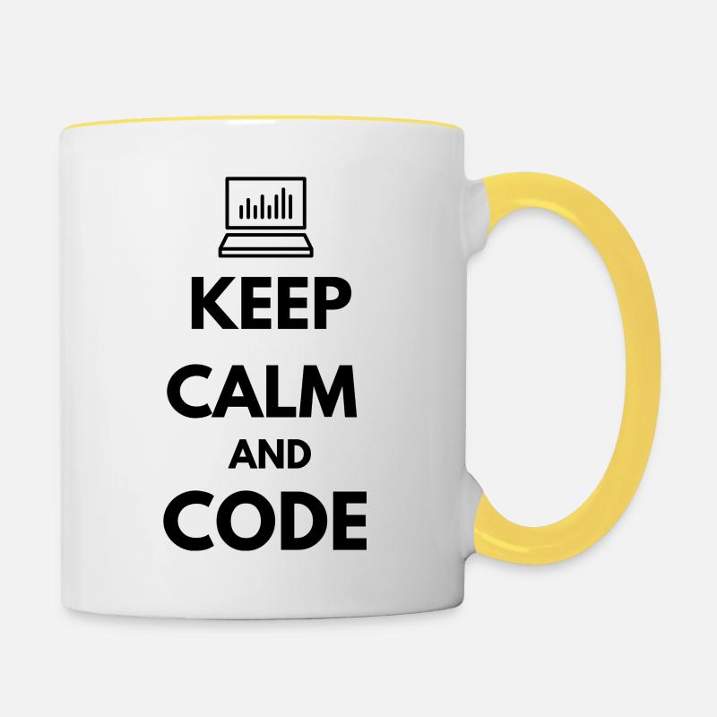 Restez calme et programmez - Mug contrasté - blanc/jaune
