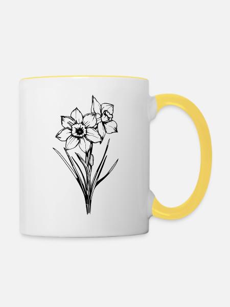 Frühlingsblume - Tasse zweifarbig - Weiß/Gelb