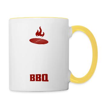 L’odeur du vrai homme ressemble à un barbecue grillant un fumeur de barbecue - Mug contrasté - blanc/jaune - Droite
