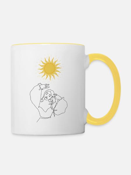 Schöne Sonne - Tasse zweifarbig - Weiß/Gelb