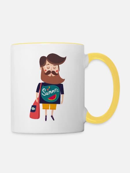 Sommer - Tasse zweifarbig - Weiß/Gelb