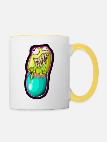Pille - Tasse zweifarbig - Weiß/Gelb