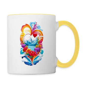 Cœur d’amour - Mug contrasté - blanc/jaune - Droite