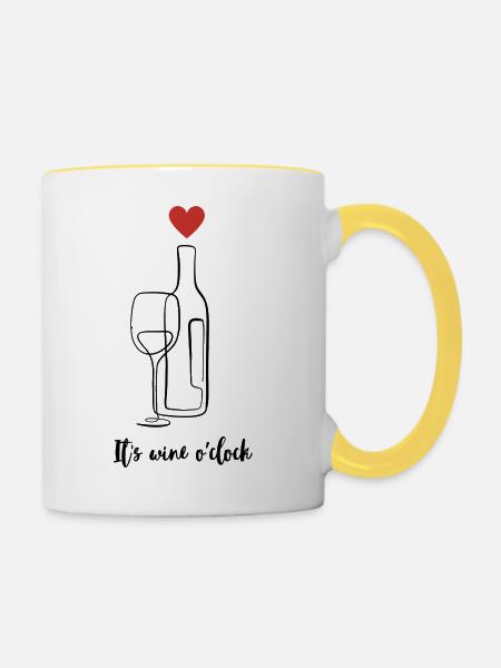 Wine Lover Weinliebhaber - Tasse zweifarbig - Weiß/Gelb