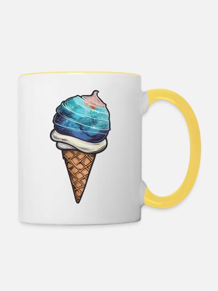 Eis-Planet Merkur - Tasse zweifarbig - Weiß/Gelb