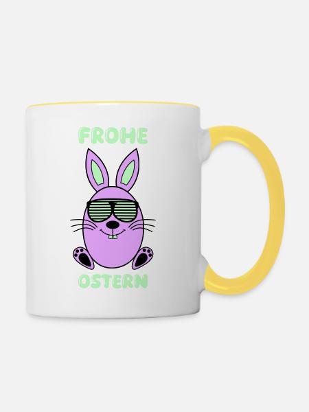 frohe ostern hase - Tasse zweifarbig - Weiß/Gelb