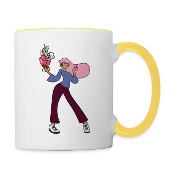 e girl - Contrasting Mug - white/yellow - Right