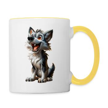 Toons #lovely loup gris - Mug contrasté - blanc/jaune - Droite