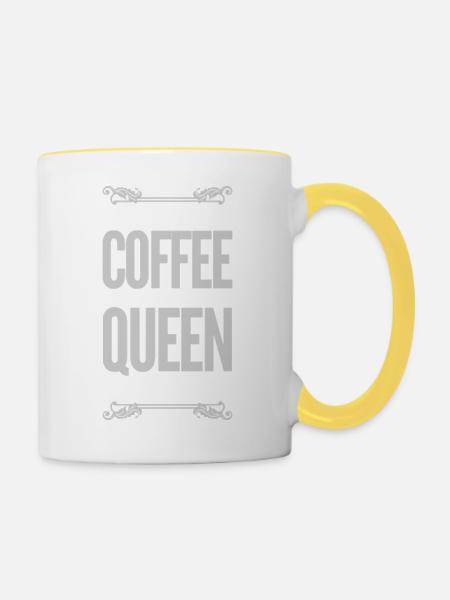 Coffee Spruch - Tasse zweifarbig - Weiß/Gelb