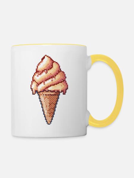 Ice Cream Pixel Symbol - Tasse zweifarbig - Weiß/Gelb