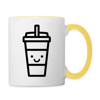 Kaffeebecher - Tasse zweifarbig - Weiß/Gelb - Rechts