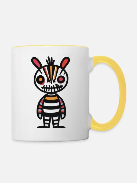 Zebra Halloween Comic Lustig - Tasse zweifarbig - Weiß/Gelb