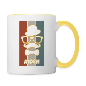 Nom : Aiden - Mug contrasté - blanc/jaune - Droite
