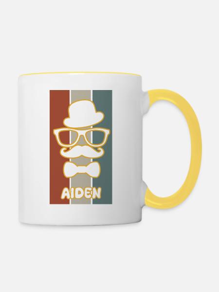 Name Aiden - Tasse zweifarbig - Weiß/Gelb