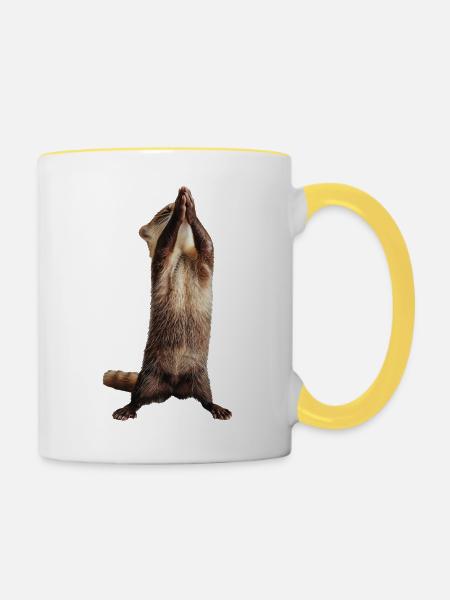 Frettchen - Tasse zweifarbig - Weiß/Gelb
