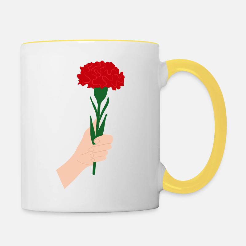 for you- red carnation flower1 - Contrasting Mug - white/yellow