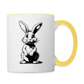 Funny Comic Bunny - Conception de dessin animé mignon - Mug contrasté - blanc/jaune - Droite