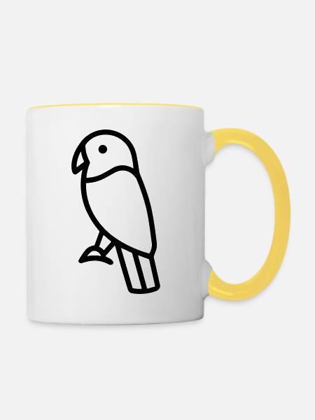 Papagei - Tasse zweifarbig - Weiß/Gelb