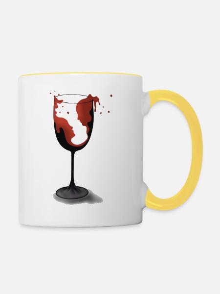 Liebe aus Glas - Tasse zweifarbig - Weiß/Gelb
