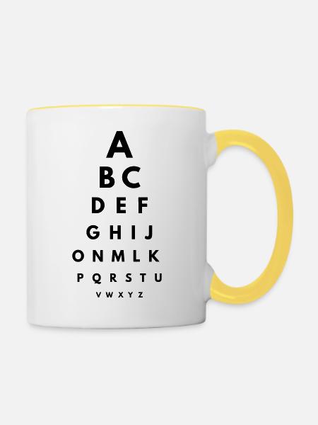 Sehtest - Tasse zweifarbig - Weiß/Gelb