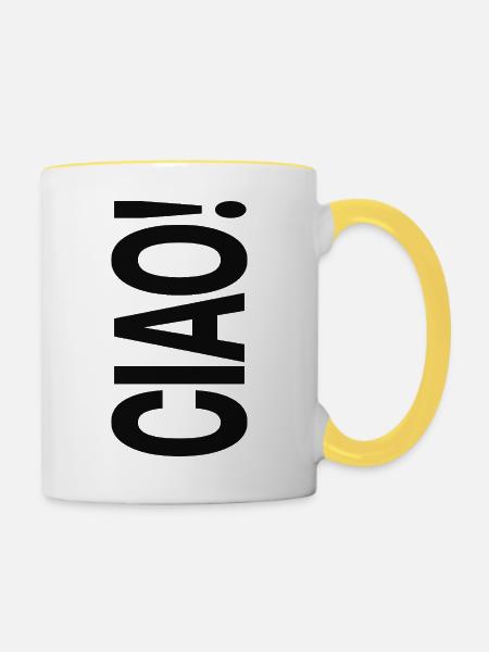 Ciao Typografie Statement Design - Tasse zweifarbig - Weiß/Gelb