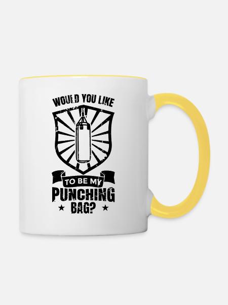 Boxe Witz - Tasse zweifarbig - Weiß/Gelb