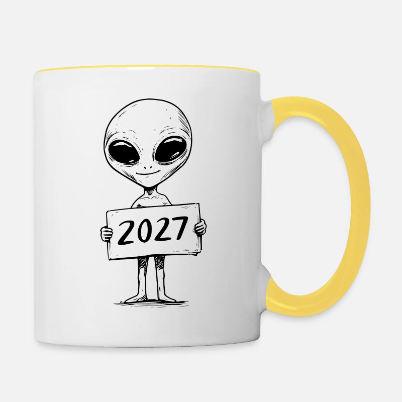 Extraterrestre mignon - Mug contrasté - blanc/jaune