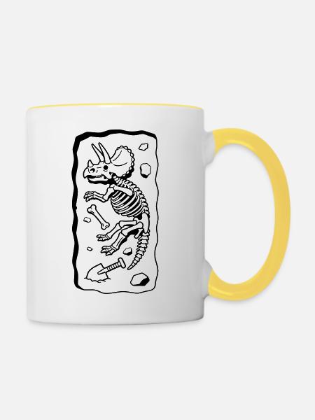 Triceratops-Knochen - Tasse zweifarbig - Weiß/Gelb