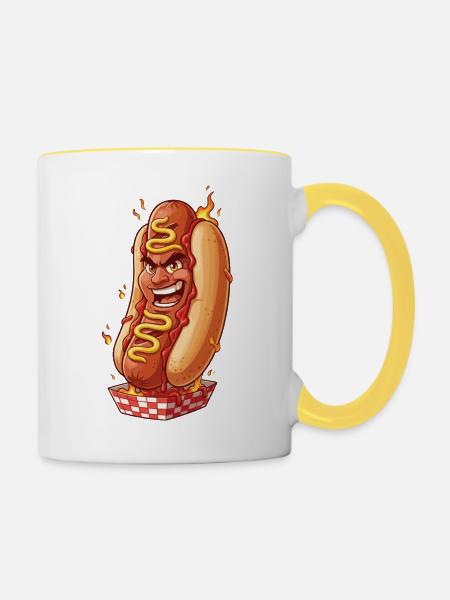 Feuer Hotdog  - Tasse zweifarbig - Weiß/Gelb