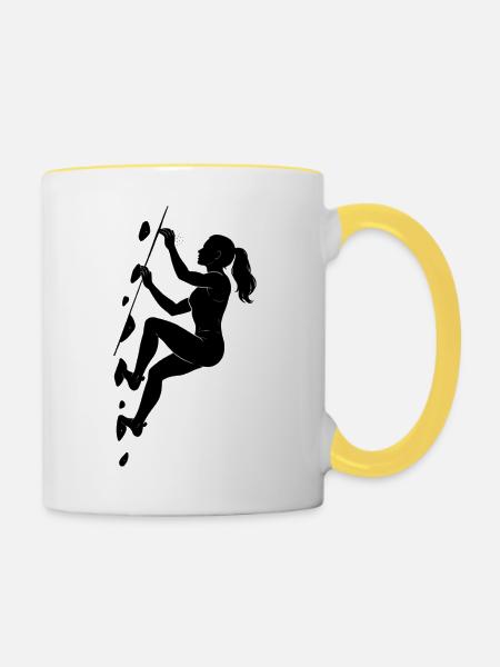 Boulder Silhouette – Ästhetik & Chalk Fokus - Tasse zweifarbig - Weiß/Gelb