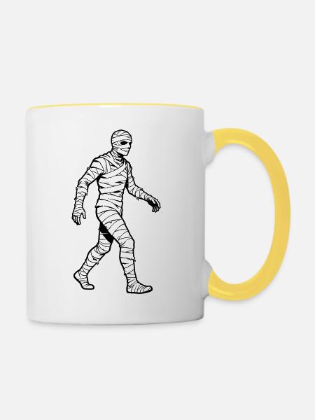 Mumie - Tasse zweifarbig - Weiß/Gelb