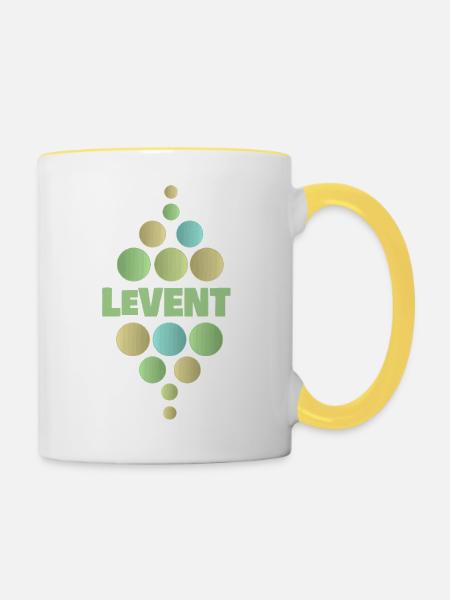 Pastell Dotenpyramide LEVENT - Tasse zweifarbig - Weiß/Gelb