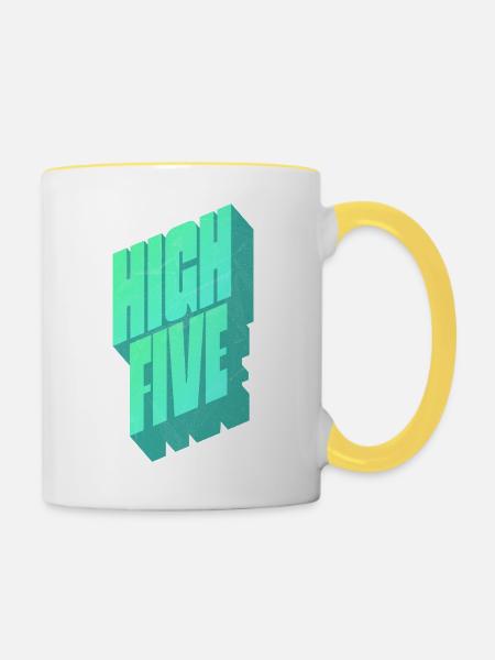 High Five - Tasse zweifarbig - Weiß/Gelb