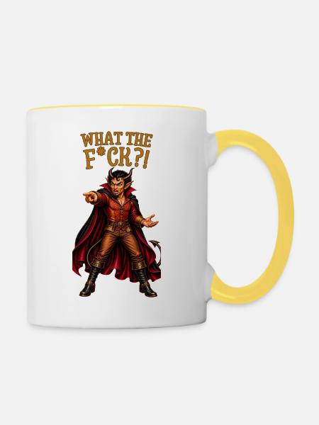 What the F*ck?! – Devil Humor - Tasse zweifarbig - Weiß/Gelb