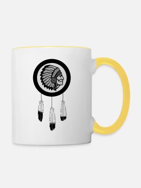 Native America - Tasse zweifarbig - Weiß/Gelb