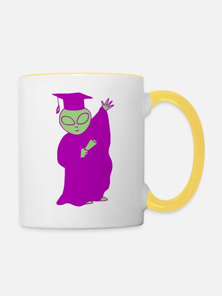 Graduation Alien - Tasse zweifarbig - Weiß/Gelb