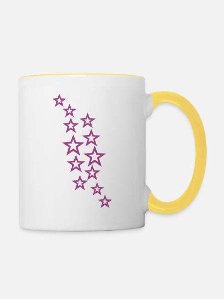 Sterne - Tasse zweifarbig - Weiß/Gelb