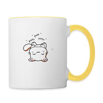Kitten kawaii purr - Contrasting Mug - white/yellow - Right