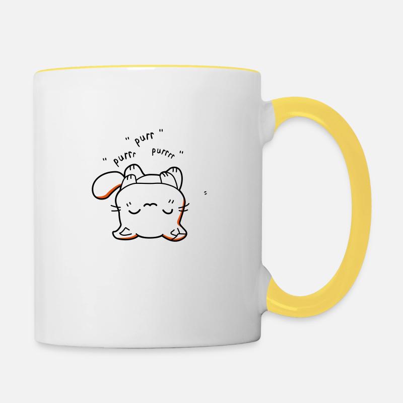 Kitten kawaii purr - Contrasting Mug - white/yellow