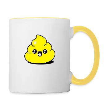 Lustiger Kack - Tasse zweifarbig - Weiß/Gelb - Rechts