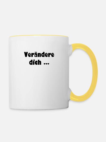 Verändere dich 3 - Tasse zweifarbig - Weiß/Gelb