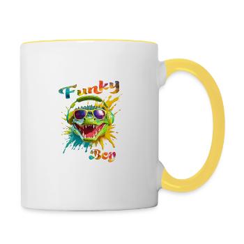 Funky Boy Krokodil - Tasse zweifarbig - Weiß/Gelb - Rechts