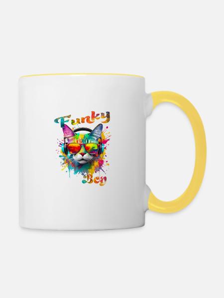 Funky Boy Chat - Tasse zweifarbig - Weiß/Gelb