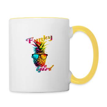 Funky Girl Pineapple - Contrasting Mug - white/yellow - Right